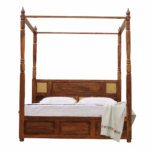 THAPA 4 POSTER Wood King Size Bed with Box Storage for Bedroom - Wooden King Size Cot Double Bed Diwan Cot for Living Room Home Decor Furniture