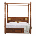 THAPA 4 POSTER Wood King Size Bed with Box Storage for Bedroom - Wooden King Size Cot Double Bed Diwan Cot for Living Room Home Decor Furniture - Image 6