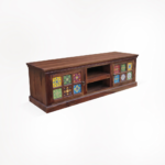 TV Unit for Living Room | Solid Wood TV Cabinet for Bedroom Hall | TV Stand Table with Door & Shelf Storage Sideboard Cabinet (Teak) - Image 2