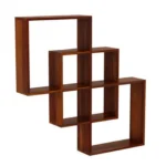 Intersecting Floating Wall Mounted Shelf Rack for Home (Honey Finish) - Image 2