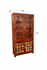 CROCKERY 4 PALA TILE Cabinet/Display/Crockery Unit/Books Storage,Size: HxWxD (70x35x15) inch - Image 7