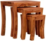 Nesting Tables Set of 3 Stools | Honey Finsih Solid Wood Nesting Table (Finish Color - Honey Finsih, Set of - 3, Pre-assembled) - Image 4