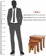 Nesting Tables Set of 3 Stools | Honey Finsih Solid Wood Nesting Table (Finish Color - Honey Finsih, Set of - 3, Pre-assembled) - Image 5