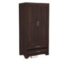 Wardrobe for Clothes Storage | Sheesham Wood Almirah with Hanger Space & Deep Drawers | Bedroom Furniture (Walnut Finish) - Image 3