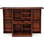 Stylish Bar Cabinet | Wood Bar Cabinet with Wine Storage Rack | Beer Bar with Wine Glass Storage | Bar Cabinets for Home (Mahogany Finish) - Image 5