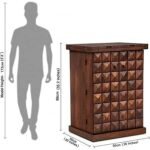 Stylish Bar Cabinet | Wood Bar Cabinet with Wine Storage Rack | Beer Bar with Wine Glass Storage | Bar Cabinets for Home (Mahogany Finish) - Image 3
