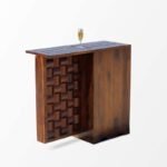Bar Cabinet for Home | Wooden Mini Bar Cabinet with Glass Holders, Bottle Rack & Drawer Storage | Bar Furniture for Living Room (Light Brown) - Image 7