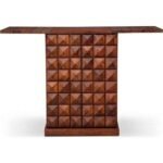 Stylish Bar Cabinet | Wood Bar Cabinet with Wine Storage Rack | Beer Bar with Wine Glass Storage | Bar Cabinets for Home (Mahogany Finish) - Image 4