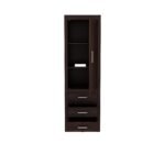 Wardrobe with Single Door & Carved Drawers | Ideal Bedroom Almirah with Multiple Storage Compartments | Sleek Design Wooden Furniture (Walnut Finish) - Image 3