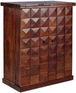 Stylish Bar Cabinet | Wood Bar Cabinet with Wine Storage Rack | Beer Bar with Wine Glass Storage | Bar Cabinets for Home (Mahogany Finish) - Image 6