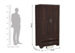 Wardrobe for Clothes Storage | Sheesham Wood Almirah with Hanger Space & Deep Drawers | Bedroom Furniture (Walnut Finish) - Image 2