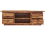 TV Cabinet for Living Room | Solid Wood TV Unit with Storage Shelves, Natural Sheesham Finish, 60''X18''X20'', 4 Drawers with Open Shelves, Media Console Cabine - Image 7