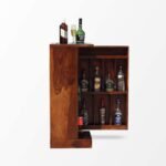 Bar Cabinet for Home | Wooden Mini Bar Cabinet with Glass Holders, Bottle Rack & Drawer Storage | Bar Furniture for Living Room (Light Brown) - Image 6