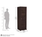 Wardrobe for Clothes | Solid Sheesham Wood Wardrobe for Bedroom | Single Door Almirah with Elephant Carving | Wooden Storage Cabinet | Walnut Finish - Image 2