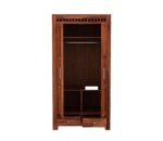 Wardrobe for Cloths Storage | Solid Sheesham Wood Almirah for Bedroom | Wooden Two Door Almirah for Home with 2 Drawers & Multiple Utility Storage | Cupboard Organiser (Teak Finish) - Image 3