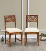 Chairs Set of 2 with Cushion Wooden Multipurpose Seating Chair for Dining Room Home (Brown Finish)