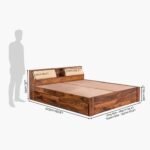King Size Bed with Drawer Storage | Wooden Double Bed Cot Palang | Ideal Furniture for Bedroom, Living Room, Hotel and Home (Honey Finish) - Image 7