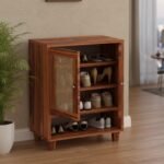 3-Shelf Shoe Rack Organizer for Hallway & Entryway Storage | Sheesham Wood Storage Unit for Shoes & Accessories (Honey Finish)