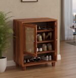3-Shelf Shoe Rack Organizer for Hallway & Entryway Storage | Sheesham Wood Storage Unit for Shoes & Accessories (Honey Finish)