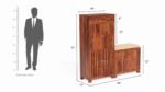 Shoe Cabinet with Seating Closed Door for Home | Sheesham Wood Shoe Rack with Seating & Drawer Storage Organiser (Honey Finish) - Image 2