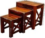 Nesting Table Set of 3 Stools for Living Room (Natural Teak Finish) - Image 2