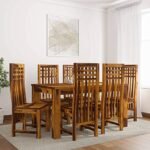 6 Seater Dining Table Set for Dining Or Living Room (Brown Finish)
