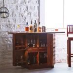 Stylish Bar Cabinet | Wood Bar Cabinet with Wine Storage Rack | Beer Bar with Wine Glass Storage | Bar Cabinets for Home (Mahogany Finish)
