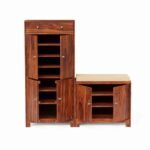 Shoe Cabinet with Seating Closed Door for Home | Sheesham Wood Shoe Rack with Seating & Drawer Storage Organiser (Honey Finish) - Image 5