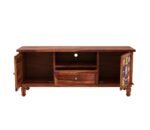 TV Unit 1 Drawer 2 Door Cabinet Natural Teak Finish Colour Brown - Image 3