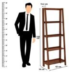 4 Tire Bookshelf for Books Wooden Adjustable and Foldable Living Room Home Office Multipurpose Storage Organizer Stand Furniture (Honey Finish) - Image 2