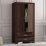 Wardrobe for Clothes Storage | Sheesham Wood Almirah with Hanger Space & Deep Drawers | Bedroom Furniture (Walnut Finish)