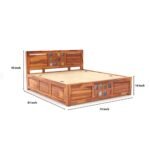 Wood King Size Bed with Storage Box | Solid King Size Cot Rajasthani Jodhpuri Tile Double Bed with Box for Home - Natural Finish (Assembly Included) - Image 2