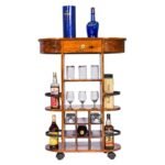 Wall-Mounted Bar Cabinet | Mini Bar with Wine Bottle & Glass Storage | Modern Hanging Wine Storage Rack for Home (Honey) - Image 3