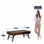 Coffee Table for Living Room, Centre Table with Drawer & Shelf Storage, Sheesham Wood, Natural Brown - Image 2