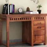 Adolph Study Table with Pull Out Drawers and Cabinet (Honey Finish)