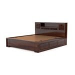 Bed with Headboard & Box Storage - Handcrafted Wooden Bed for Bedroom - Ideal for Home (Flyding Diamond Walnut, King) - Image 9
