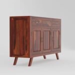 Sideboard Cabinet for Living Room | Side Board with 3 Drawers & 3 Doors Cabinet Storage for Dining, Drawing and Home Office | Solid Wood Sheesham, Honey Finish - Image 7