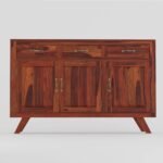 Sideboard Cabinet for Living Room | Side Board with 3 Drawers & 3 Doors Cabinet Storage for Dining, Drawing and Home Office | Solid Wood Sheesham, Honey Finish - Image 4