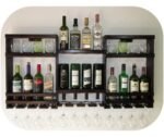 Bar Cabinet, Wall Mounted bar Cabinet, Wine Cellar Door Cup Bars, 20-22 Glass and 16-18 Bottle Holder Wine Rack (Big)