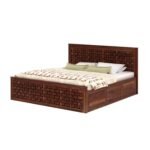 Niwar King Size Bed with Box Storage Wooden Double Bed Furniture Palang for Bedroom Living Room Home (Honey Finish) - Image 5