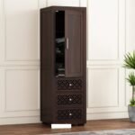 Wardrobe for Cloths Storage | Solid Wood Almirah for Bedroom with Drawer Storage | Modern Wooden Cupboard for Clothes & Accessories – Walnut Finish