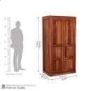 Cupboard for Clothes | sheesham Wood Wardrobe with 1 Drawwer Storage | Solid Wood Large Cupboard Storage Cabinet Natural Colour Finish (Logan) - Image 2