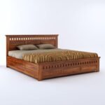 Kuber King Size Bed with Box Storage for Bedroom Living Room Wooden Double Bed Palang (Natural Finish) - Image 3