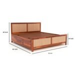 King Size Bed with Storage for Bedroom Living Room Hall | Wooden Double Bed Cot Palang for Home Hotel (Vintage) (Honey1, King) - Image 2