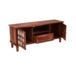 TV Unit 1 Drawer 2 Door Cabinet Natural Teak Finish Colour Brown - Image 4