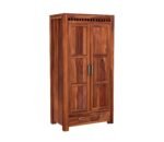 Wardrobe for Cloths Storage | Solid Sheesham Wood Almirah for Bedroom | Wooden Two Door Almirah for Home with 2 Drawers & Multiple Utility Storage | Cupboard Organiser (Teak Finish) - Image 6
