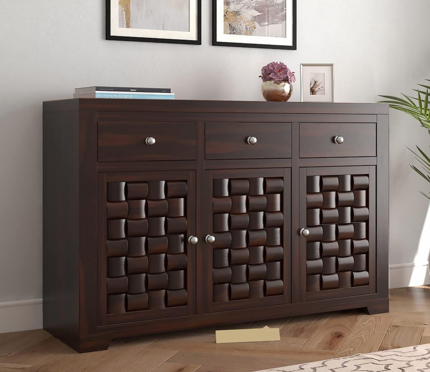 61A8cf8KEYL._SL1500_ Sideboard Cabinet | 3 Door Cabinets & 3 Drawers for Living Room, Dining Room & Kitchen Storage - Image 1