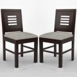 Sheesham Wooden 2 Dining Chair Set for Living Room | Solid Wood Study Chair for Living Room | Office Chair for Home & Office | Rosewood Chair Set (Set of 2, Walnut B)