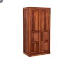 Cupboard for Clothes | sheesham Wood Wardrobe with 1 Drawwer Storage | Solid Wood Large Cupboard Storage Cabinet Natural Colour Finish (Logan) - Image 4