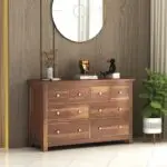 Sideboard Storage Cabinet with 8 Drawers Shelf Tv Unit Side Board for Livingroom Bedroom Office Home (Honey Finish)